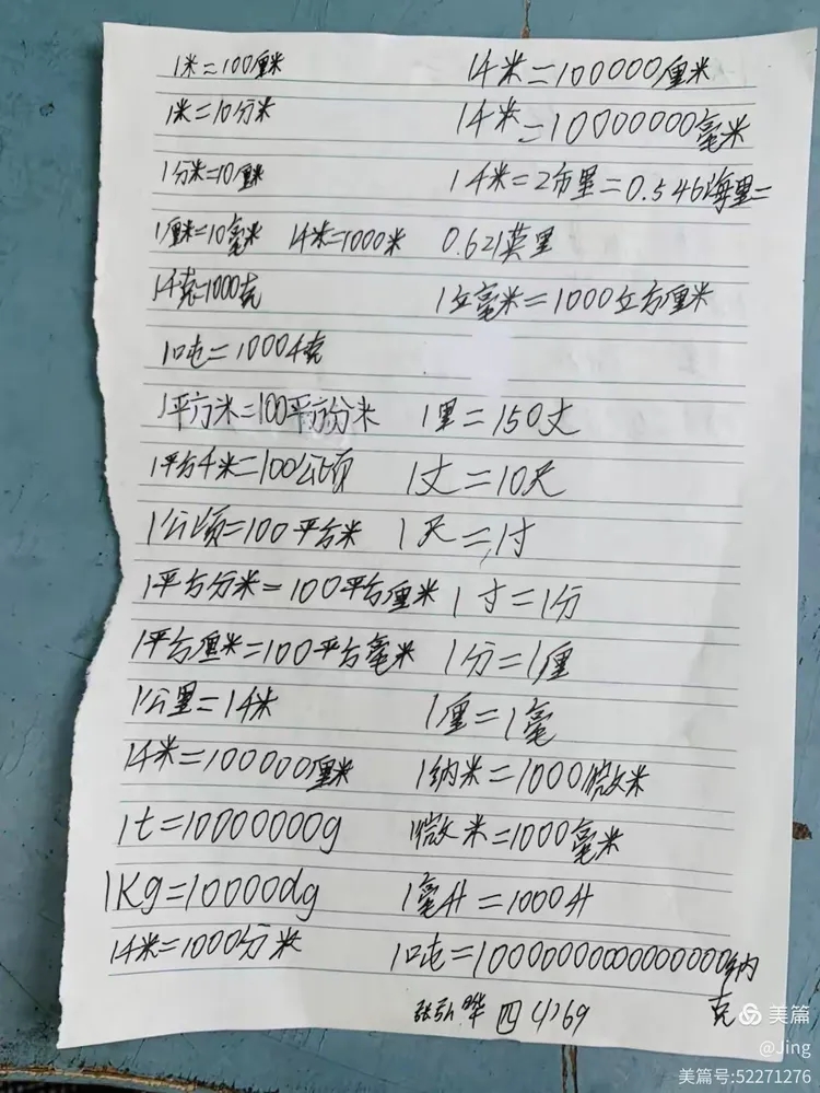 四(1)单位之间进率整理